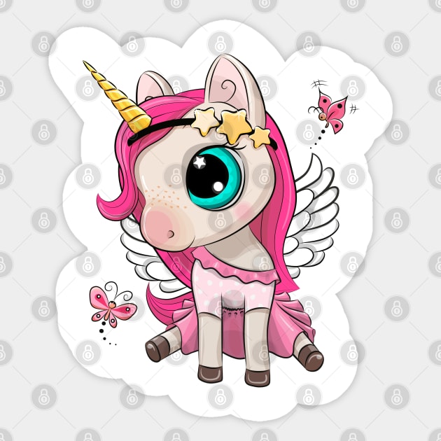 Cute unicorn in a dress. Sticker by Reginast777